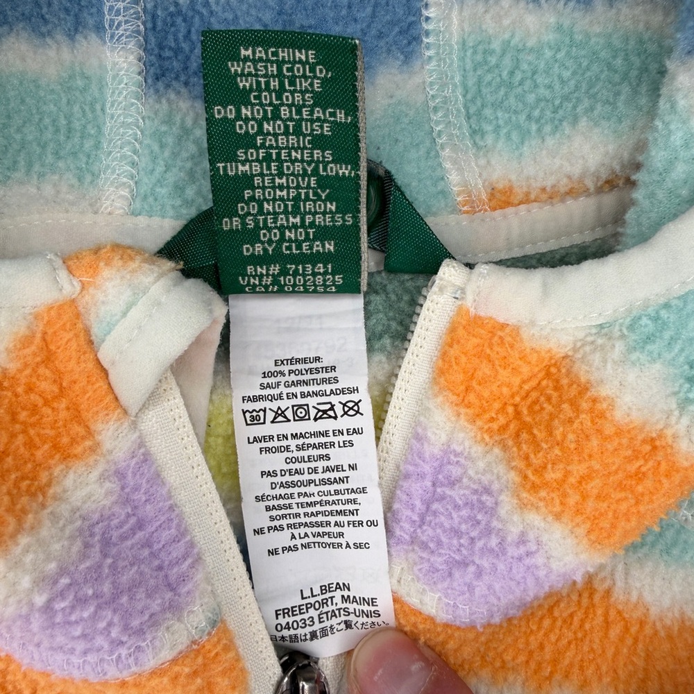 LL Bean Kids Multicolor Pastel Stripe Fleece M - Picture 6 of 6